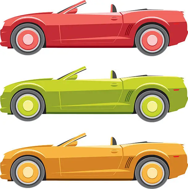 Vector illustration of Muscle car set