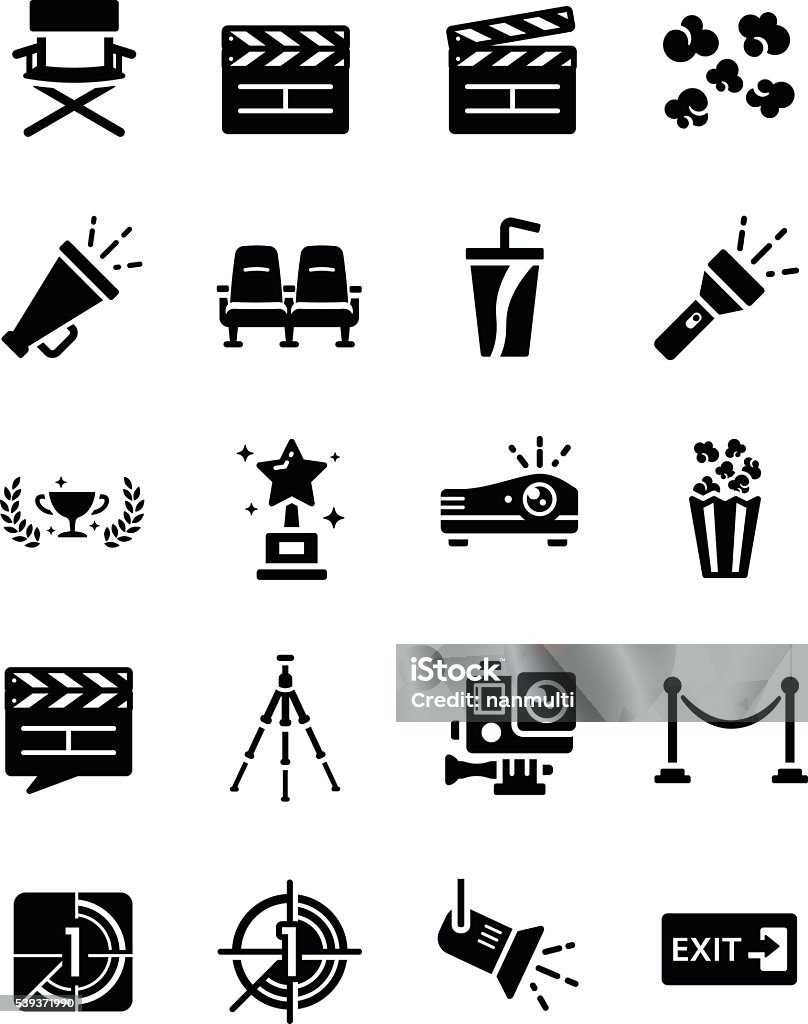 Movie Theatre Icon Set director, chair, icon, theater, vector, sign, softdrink, film, theatre, wreath, slide, lighting, hero, cinema, presentation, symbol, flashlight, video, rope, spotlight, trophy, megaphone, popcorn, cola, tripod, set, extreme, gopro, camera, exit, timer, movie, red, drink, show, multimedia, studio, intro, seat, barrier, entertainment, fire, reward, reel, bullhorn, award, projector, message, laurel, announcement, countdown Icon Symbol stock vector