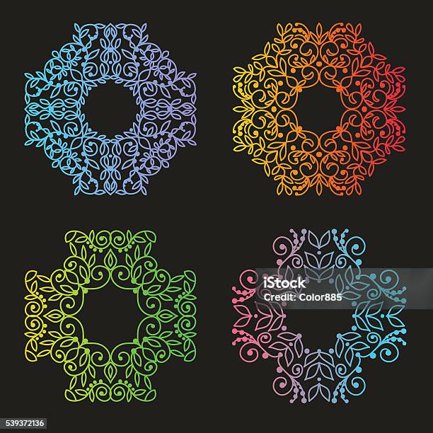 Vector Patterns Set In Trendy Mono Line Style Stock Illustration - Download Image Now - Abstract, Arts Culture and Entertainment, Backgrounds