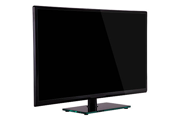 istock modern slim plasma TV on black glass 539372636
