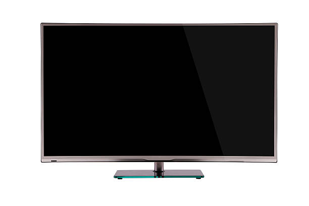 istock modern slim plasma TV on black glass 539372690