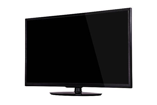 istock modern slim plasma TV on black glass 539372860