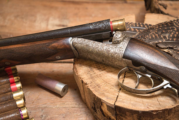istock One antique hunting gun with hunting cartridges 539372976