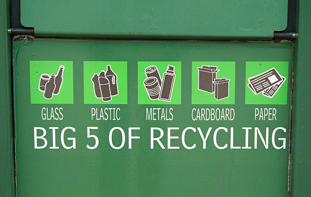 istock Green metal container for recycling glass, plastic, metals, card 539373950