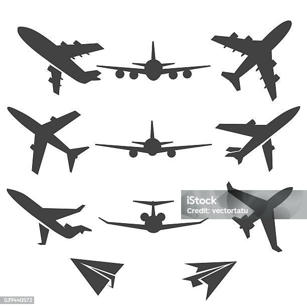 Ilustración de Iconos Plano Vector De y más Vectores Libres de Derechos de Avión - Avión, Ícono, Avión de pasajeros