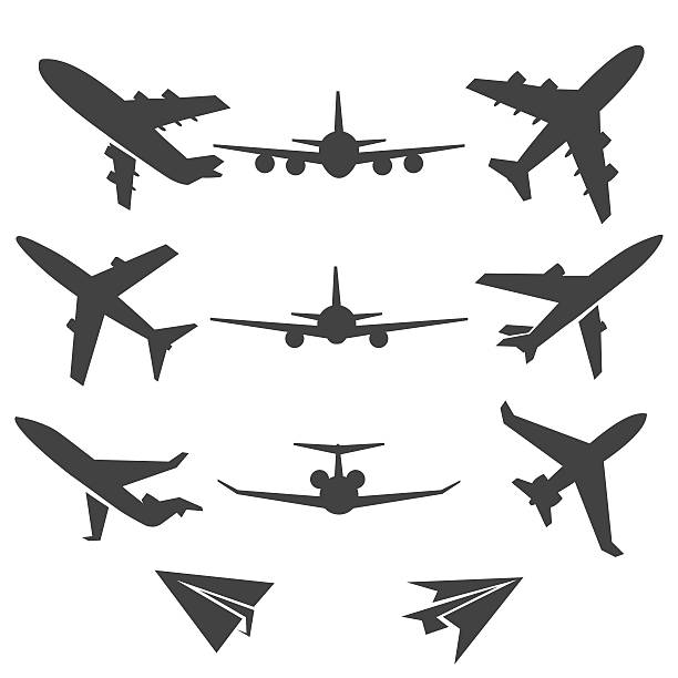 ilustrações de stock, clip art, desenhos animados e ícones de ícones do vetor plana - airplane