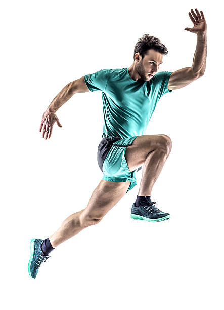 człowiek biegacz jogging z nadmorska - muscular build sprinting jogging athlete zdjęcia i obrazy z banku zdjęć