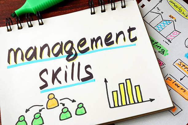 istock Notepad with management skills on a wooden background. 539444144