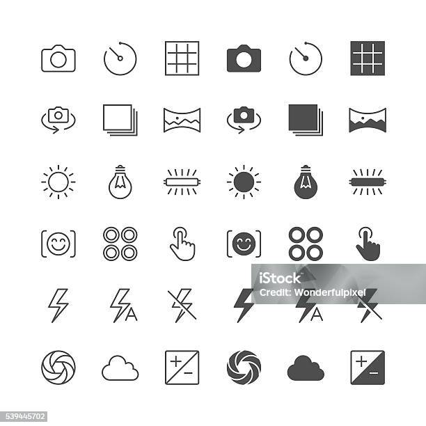 Photography Icons Included Normal And Enable State Stock Illustration - Download Image Now