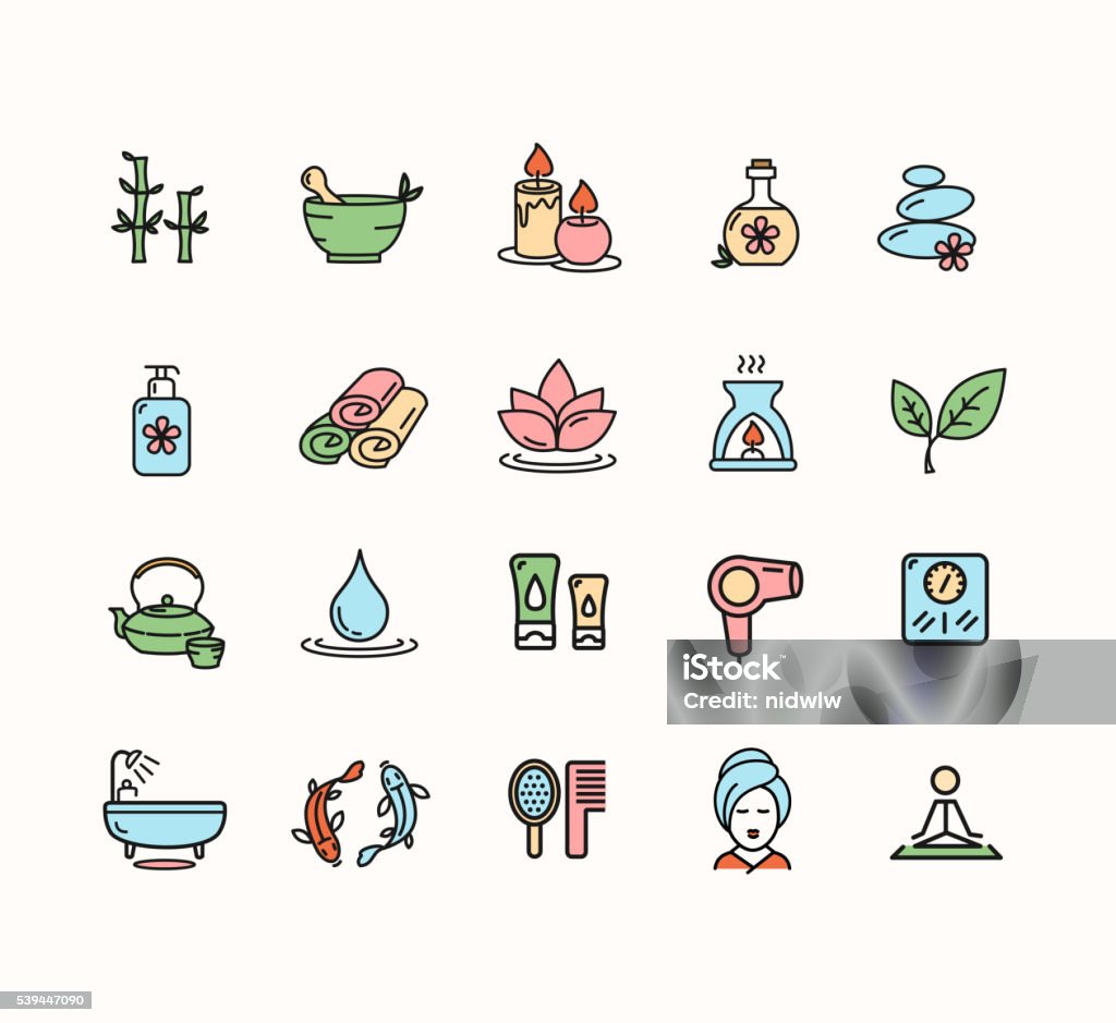 Spa Icon Colorful Set. Vector Spa Icon Colorful Set Isolated on White Background for Web. Vector illustration Adult stock vector