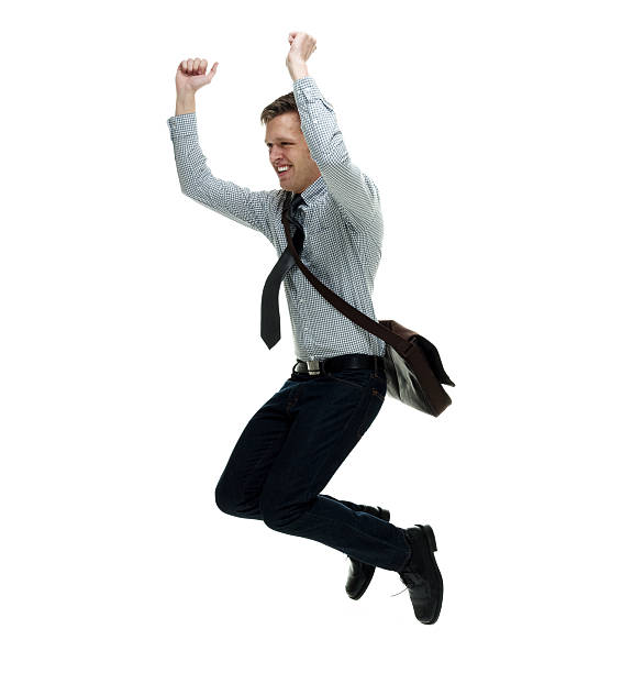 istock Cheerful businessman cheering and jumping 539449264
