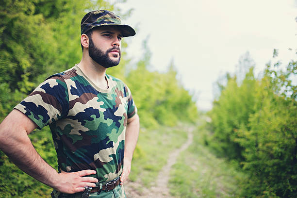 istock Army man in the woods 539449448