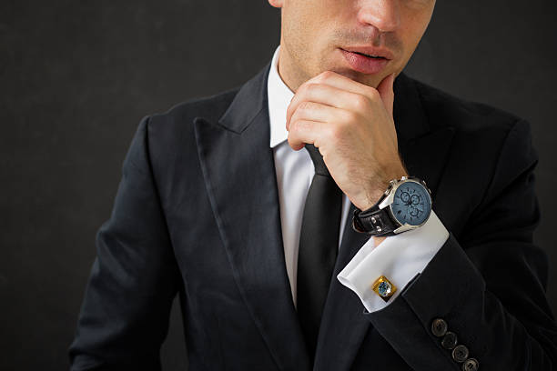 istock Business man with fancy wrist watch 539449584