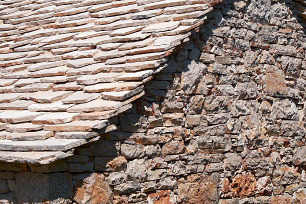 Typical Traditional greek stone chimney. Epirus, Greece.