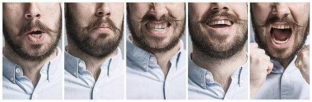 istock Set of young man's portraits with different emotions 539454718