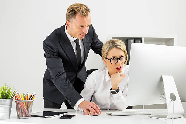 istock Office employee being annoyed by her boss 539455512