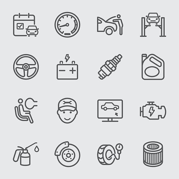 ilustrações de stock, clip art, desenhos animados e ícones de serviços de carro ícone de linha - transportation symbol computer icon icon set
