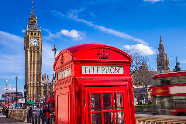 istock Classic Red Telephone Box, Big Ben with Double Decker Bus 539458378