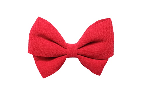 Isolated big red bow on white background, fabric bow, red bow for hair