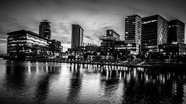 istock City Skyline at dusk - mono - reflections - waterside 539464948