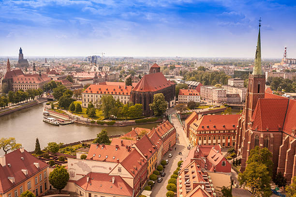 Wroclaw aerial view, old town cityscape