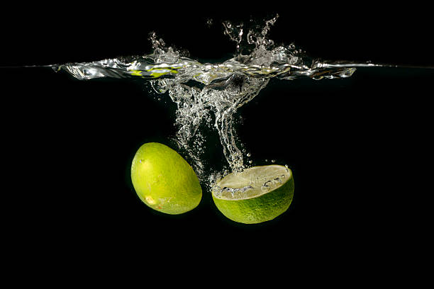 Lime falling into water