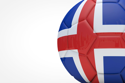 Soccer ball  with Iceland flag. Isolated on white with clipping path.
