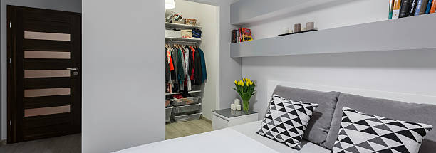 istock Panoramic view of modern bedroom 539469462