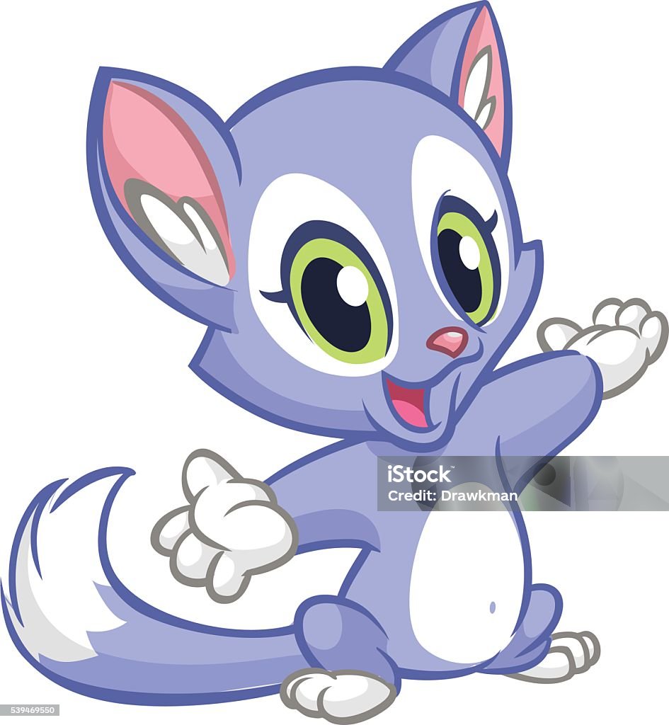 Chú Mèo Con Dễ Thương Chỉ Tay Mèo Lông Màu Xanh Ngồi Hình minh họa ...