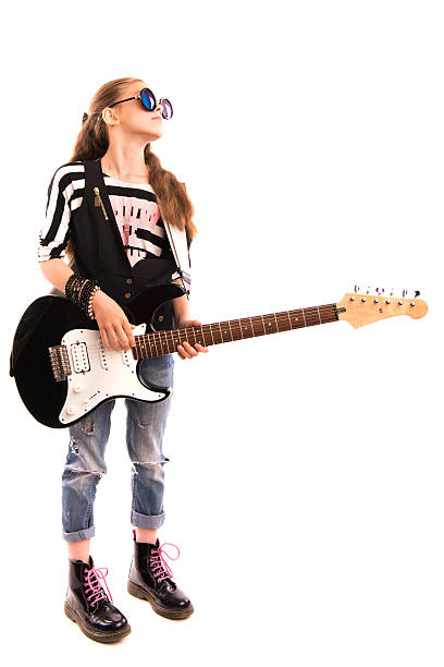 istock girl with a guitar on a white background 539469684