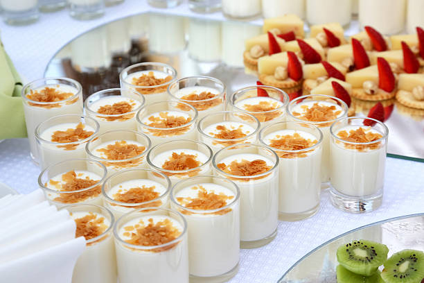 variety of dessert on the table in a cafe