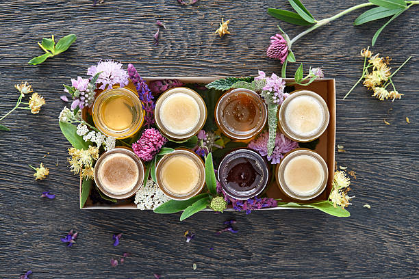 istock Different kinds of honey in a box 539472542