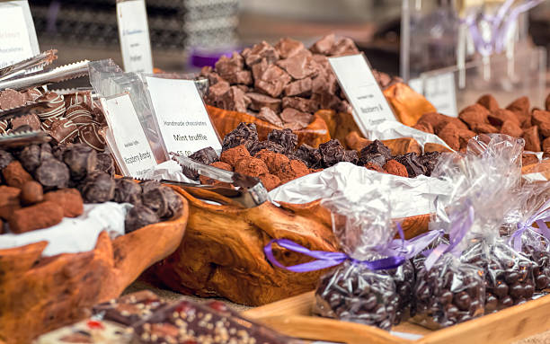 istock Hand made truffles and chocolates for sale. 539474084