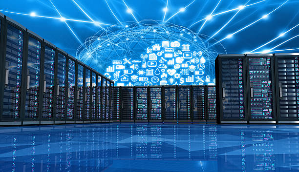 nuage informatique connexion informatiques des applications de serveurs dans un centre de données - data center network server cyberspace photos et images de collection
