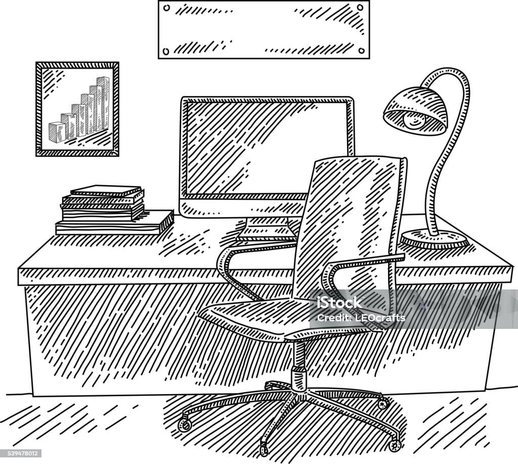 Visual Workplace Drawing Workplace Drawing Stock Illustration - Download Image Now - Office ...