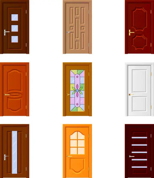 Vector illustration of Room doors icons vector set