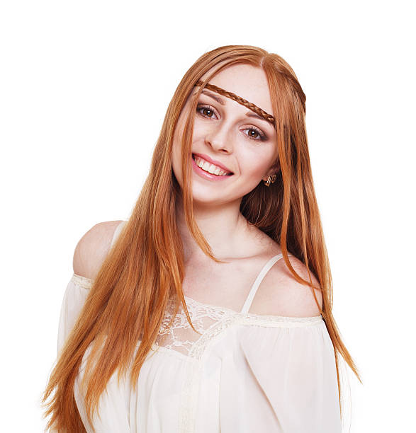 istock Boho hippie style young redhead woman isolated 539482698