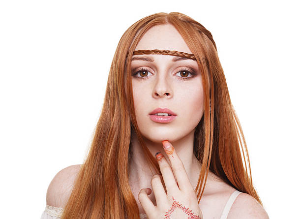istock Boho hippie style young redhead woman isolated 539482830