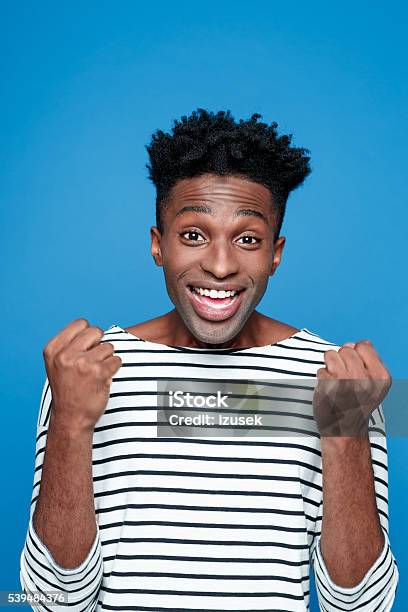 Excited Afro American Young Man Stock Photo - Download Image Now - African Ethnicity, Men, Surprise