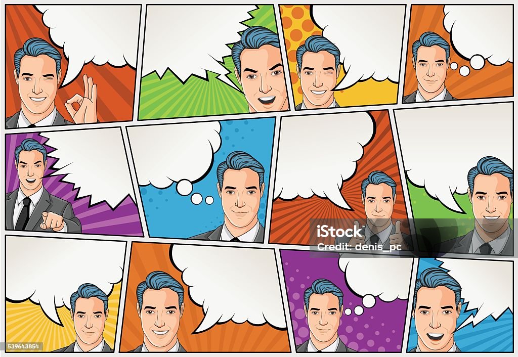 Calling Retro Comic Comic Book Page With Retro Man Talking Stock Illustration - Download ...