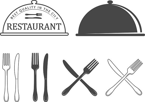Restaurant design elements vector art illustration