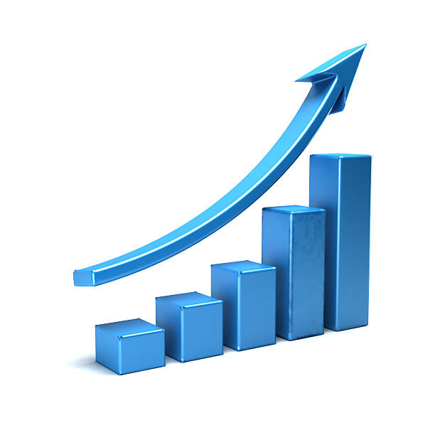 business growth bar graph curve illustration - balkendiagramm grafiken stock-fotos und bilder