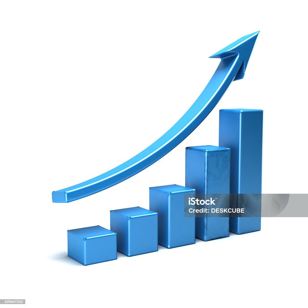 Business Growth Bar Graph Curve Illustration Three Dimensional Stock Photo