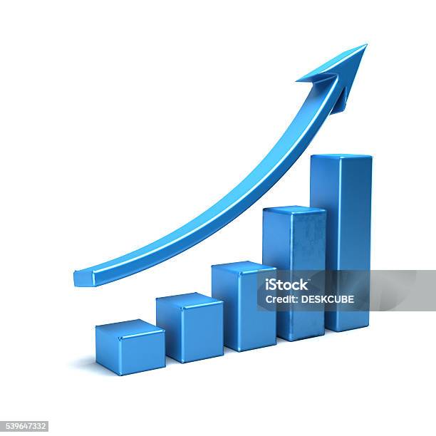 Business Growth Bar Graph Curve Illustration Stock Photo - Download Image Now - Three Dimensional, Graph, Chart
