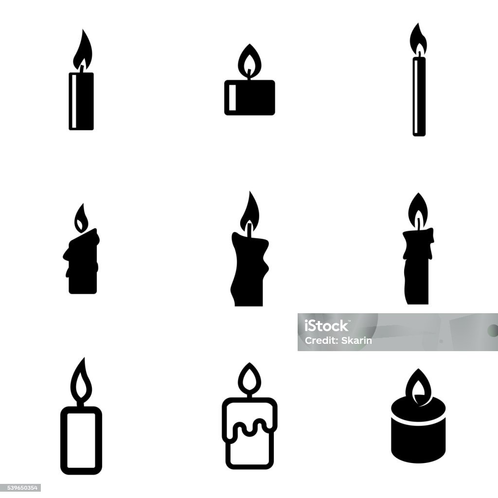 Vector black candles icon set Candle stock vector