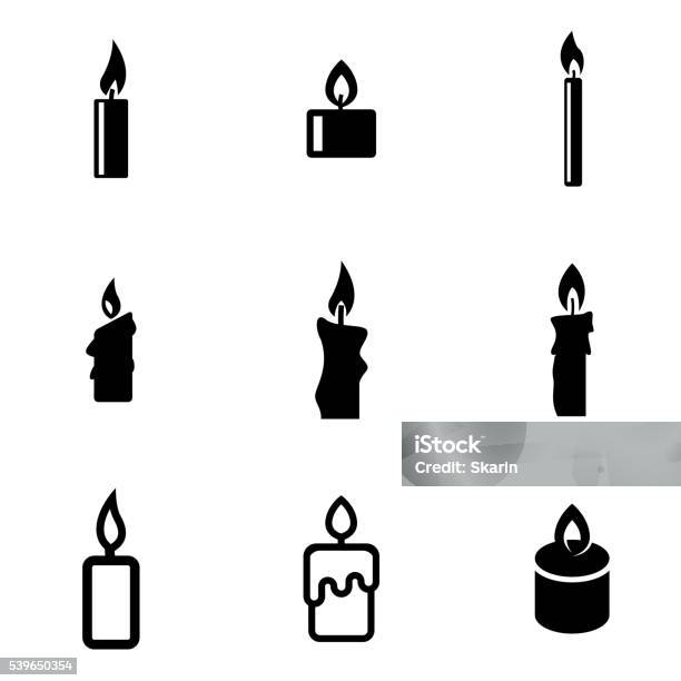 Vector Black Candles Icon Set Stock Illustration - Download Image Now - Candle, Icon Symbol, Vector