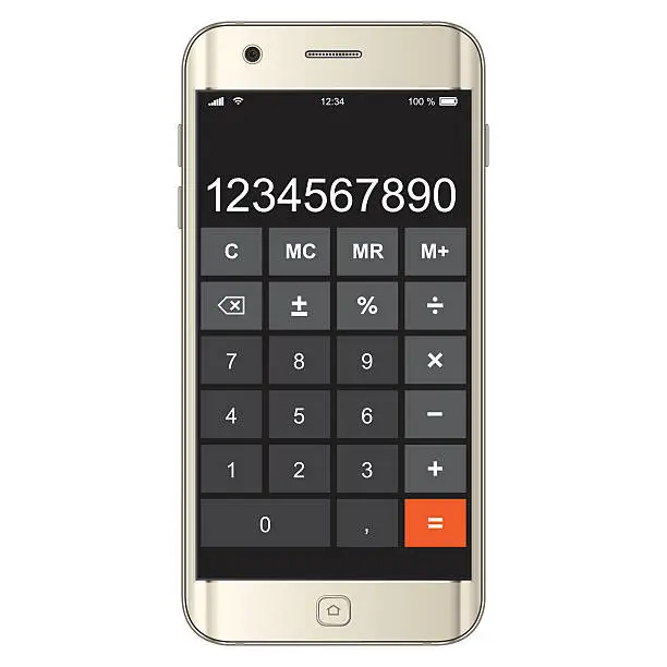 Vector illustration of smartphone with calculator