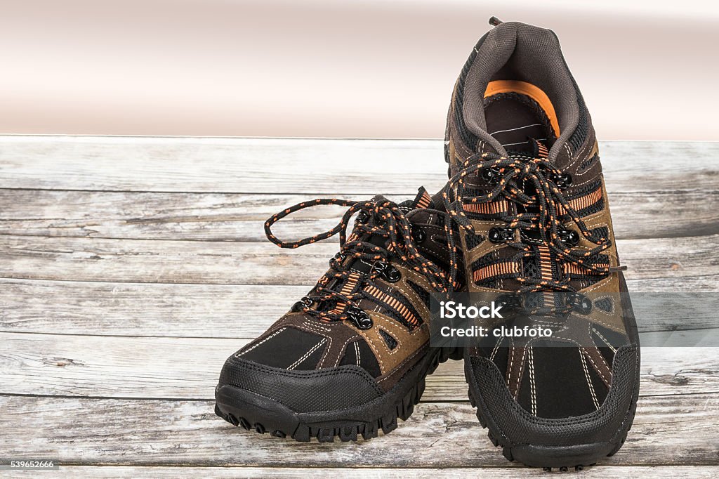 Hiking or walking shoes A pair of new hiking or walking shoes Arts Culture and Entertainment Stock Photo