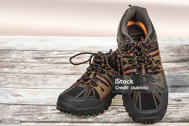 Hiking Or Walking Shoes Stock Photo - Download Image Now - Arts Culture and Entertainment, Black Color, Boot