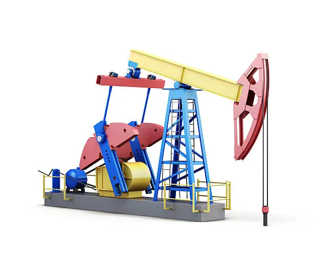 3d oil pump-jack isolated on white background.